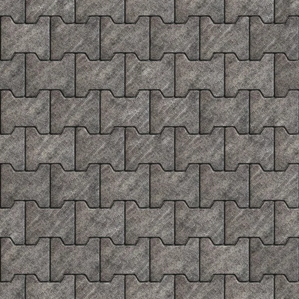 Gray Figured Paving Slabs with Rough Ribbed Surface. — Stock Photo, Image