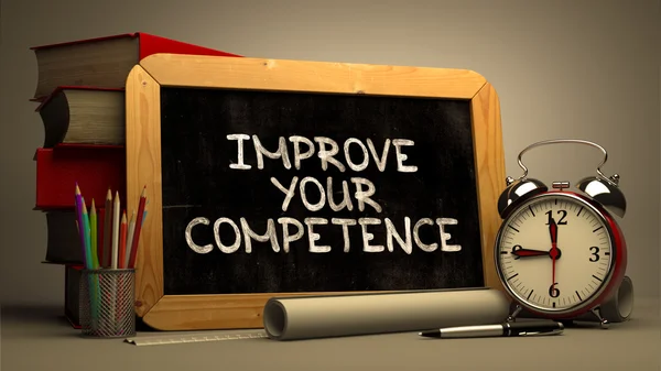 Improve Your Competence - Inspirational Quote on Chalkboard. — Stock fotografie