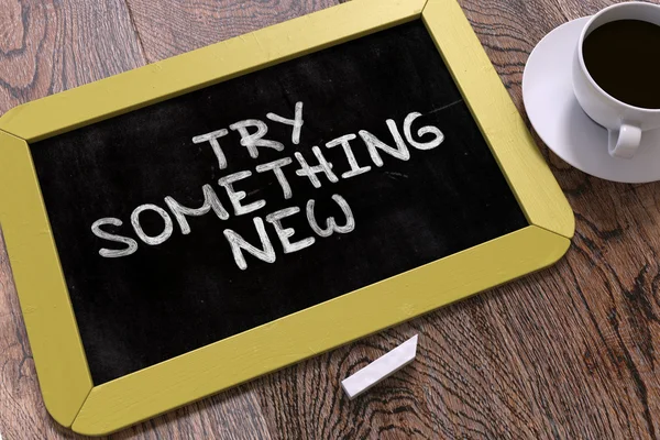 Try Something New - Inspirational Quote on a Chalkboard. — Zdjęcie stockowe