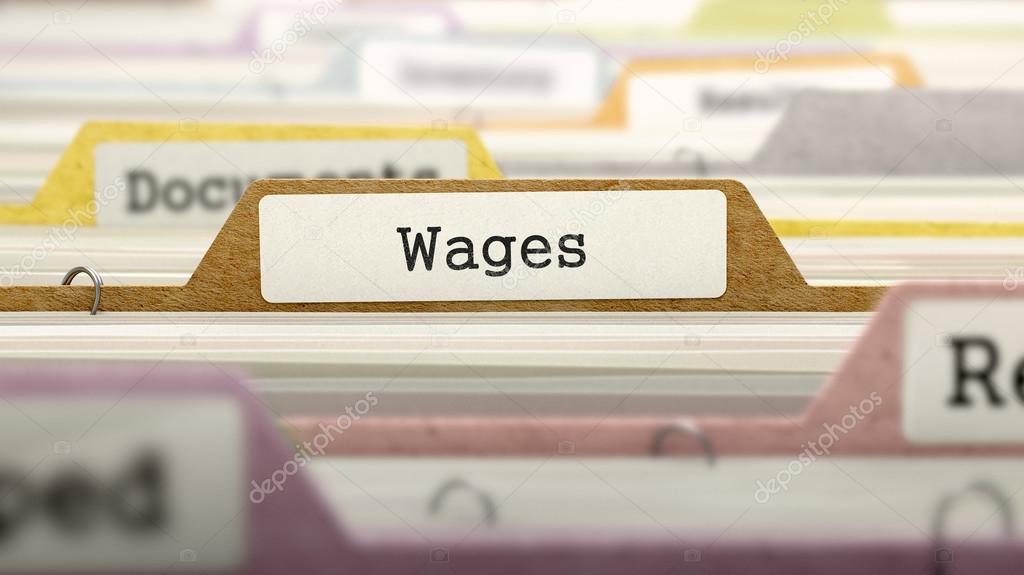 Wages Concept. Folders in Catalog.