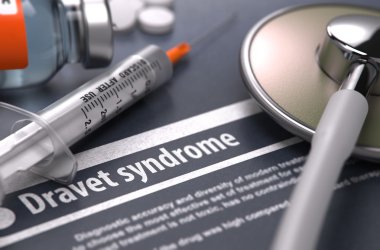 Dravet syndrome - Printed Diagnosis on Grey Background.
