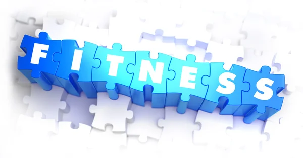 Fitness - weißes Wort auf blauem Rätsel. — Stockfoto