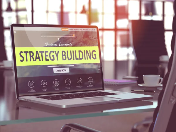 Strategy Building on Laptop in Modern Workplace Background. — Stock Fotó