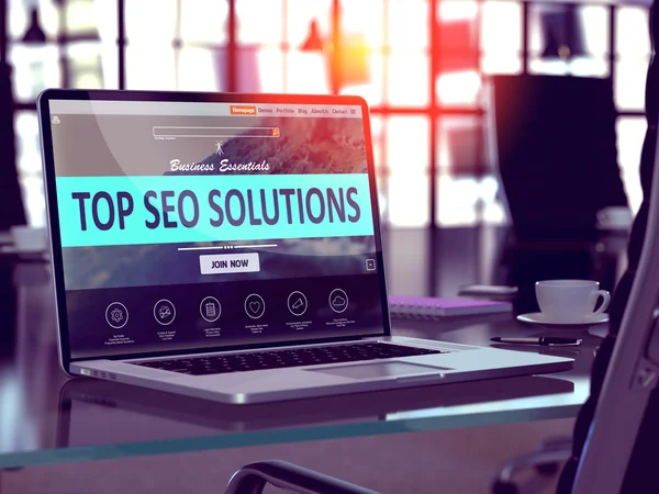 Top SEO Solutions Concept on Laptop Screen. — Stockfoto