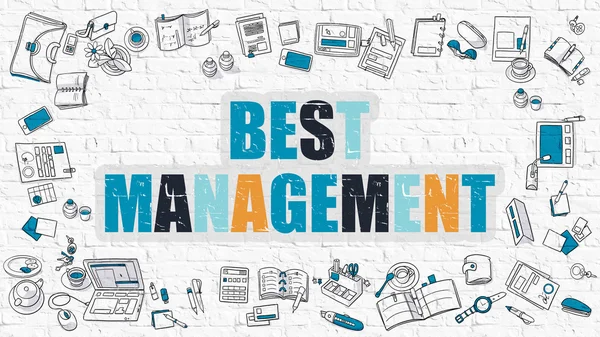 Best Management Concept. Multicolor on White Brickwall. — Stockfoto