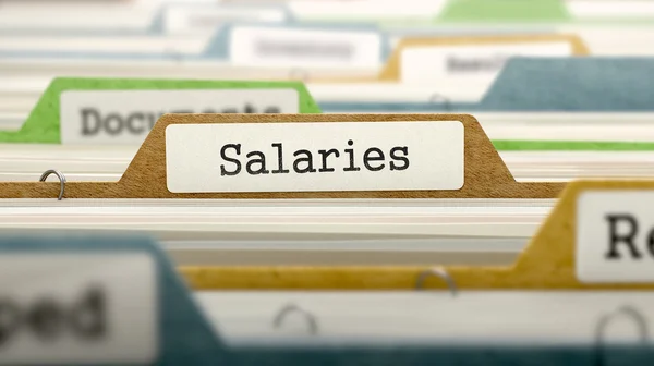 Salaries on Business Folder in Catalog. — Stockfoto