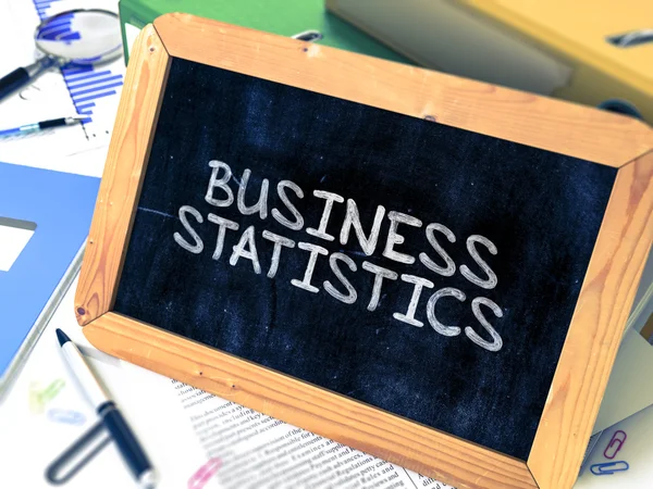 Hand Drawn Business Statistics Concept on Small Chalkboard. — Stock Photo, Image