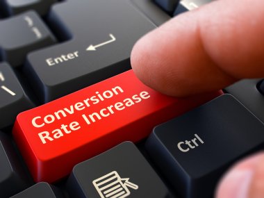Conversion Rate Increase - Concept on Red Keyboard Button. clipart