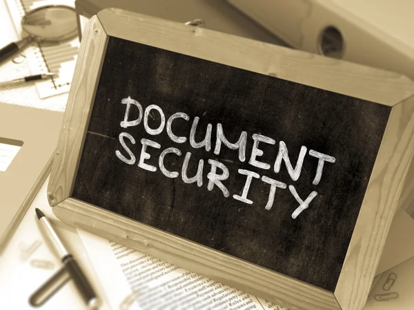 Document Security Handwritten by White Chalk on a Blackboard. — 스톡 사진