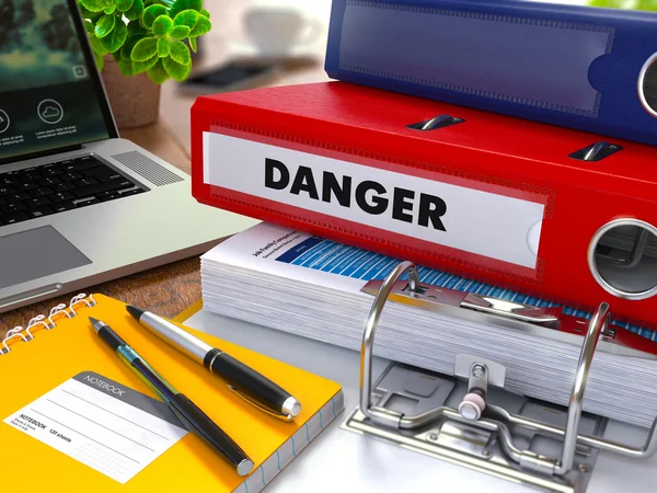 Red Ring Binder with Inscription Danger. — Stock Photo, Image