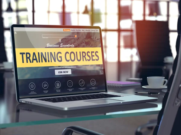 Concepto de cursos de formación en la pantalla del ordenador portátil . —  Fotos de Stock
