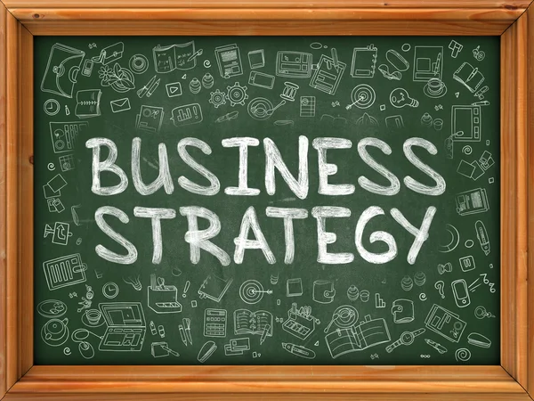 Green Chalkboard with Hand Drawn Business Strategy. — Zdjęcie stockowe