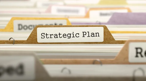 File Folder Labeled as Strategic Plan. — Stockfoto