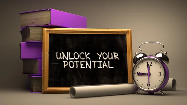 Hand Drawn Unlock Your Potential Concept on Chalkboard. — ストック写真