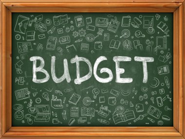 Hand Drawn Budget on Green Chalkboard.