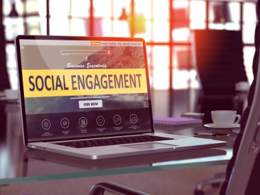 Social Engagement Concept on Laptop Screen.