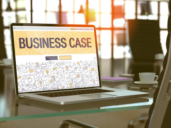 Laptop scherm met Business Case Concept. — Stockfoto