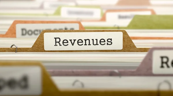 Folder in Catalog Marked as Revenues. — Stock Photo, Image