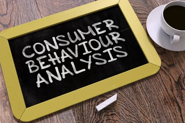 Handwritten Consumer Behaviour Analysis on a Chalkboard. — Stock Fotó