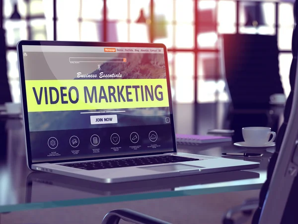 Video Marketing Concept on Laptop Screen. — Stockfoto