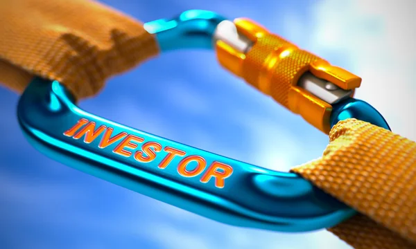 Investor on Blue Carabine with a Orange Ropes. — Stock Photo, Image