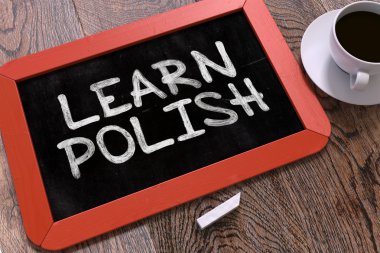 Hand Drawn Learn Polish Concept on Chalkboard.