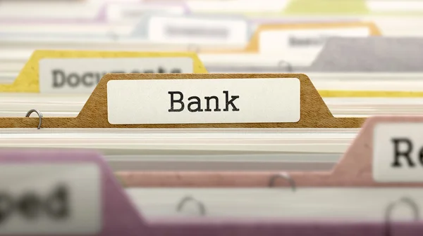 Bank on Business Folder in Catalog. — Zdjęcie stockowe