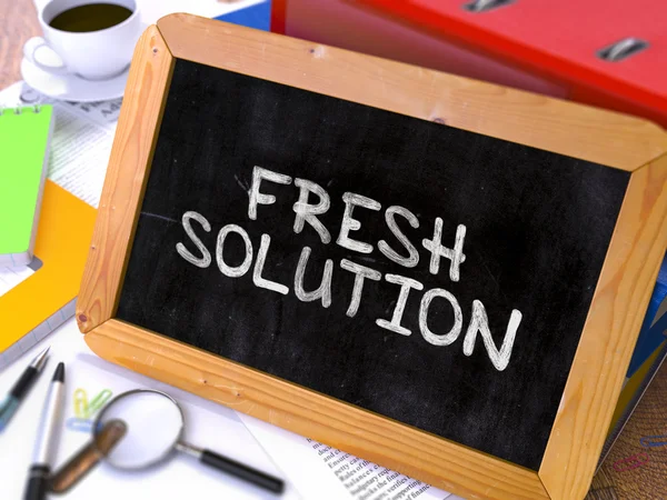 Fresh Solution - Chalkboard with Hand Drawn Text. — Stock Photo, Image