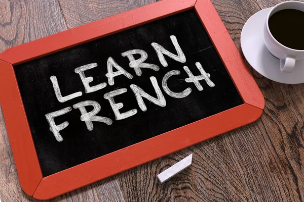 Learn French Concept Hand Drawn on Chalkboard. — Stok fotoğraf