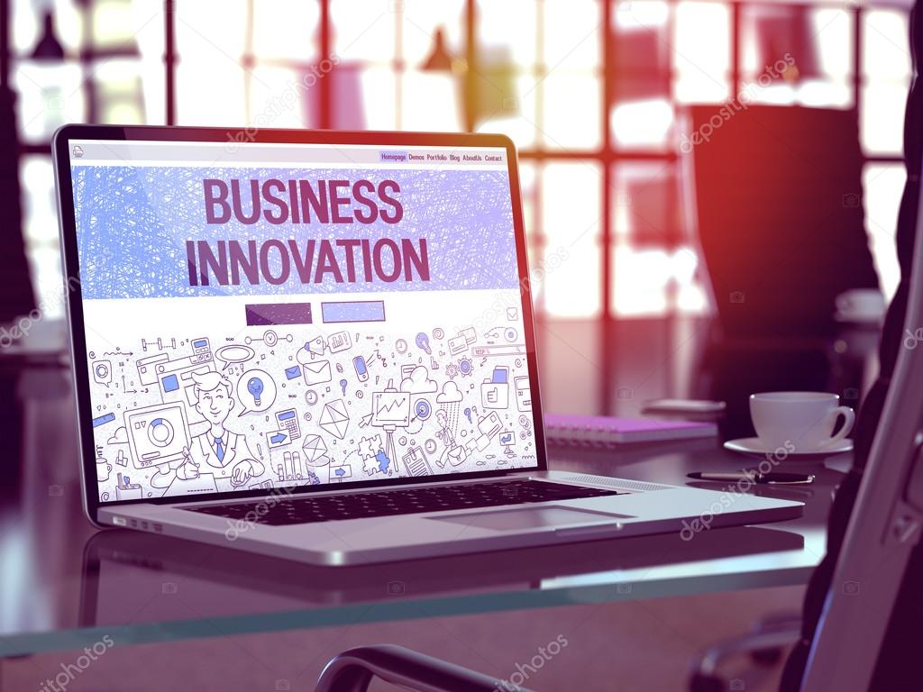 Laptop Screen with Business Innovation Concept.