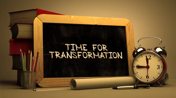 Time for Transformation - Chalkboard with Hand Drawn Text. — Stok fotoğraf