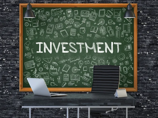 Hand Drawn Investment on Office Chalkboard. — Stok fotoğraf