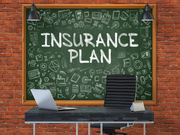 Insurance Plan Concept. Doodle Icons on Chalkboard. — Stockfoto