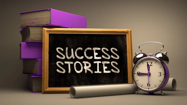 Success StoriesHandwritten by white Chalk on a Blackboard. — Stock Photo, Image