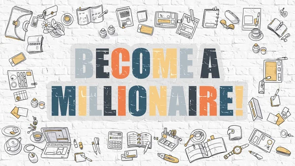 Become a Millionaire in Multicolor. Doodle Design. — 图库照片