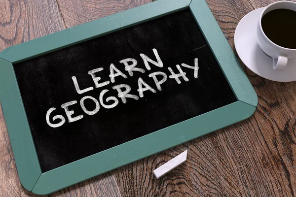 Aprender geografia escrita à mão no quadro . — Fotografia de Stock