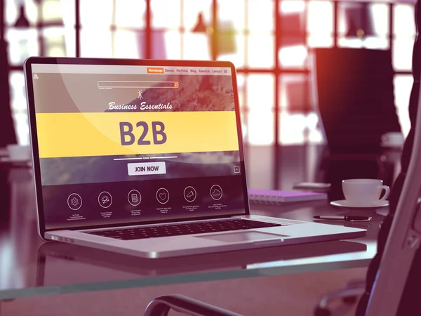 B2B on Laptop in Modern Workplace Background. — Stock Photo, Image