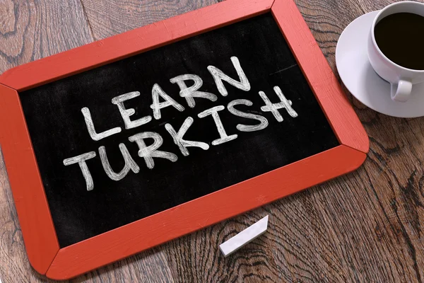 Learn Turkish Handwritten on Chalkboard. — Stock Photo, Image