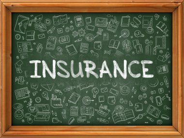 Insurance - Hand Drawn on Green Chalkboard.