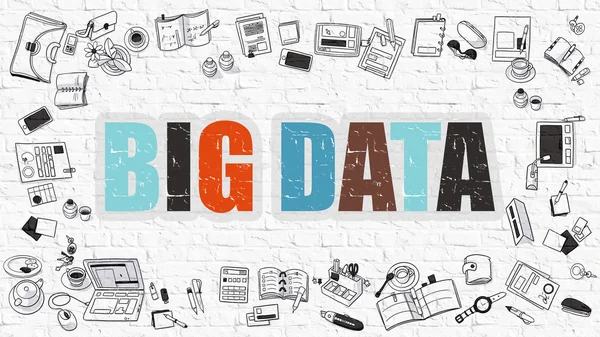 Big Data Concept con icone di design Doodle . — Foto Stock
