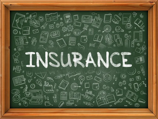 Insurance - Hand Drawn on Green Chalkboard. — Stok fotoğraf