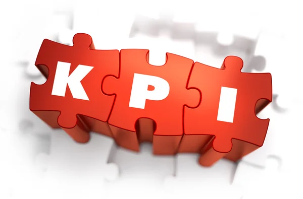 KPI - Text on Red Puzzles. — Stock fotografie