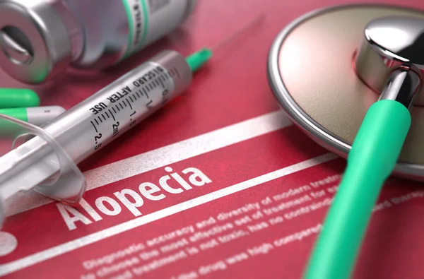 Alopécia. Conceito médico em fundo vermelho . — Fotografia de Stock