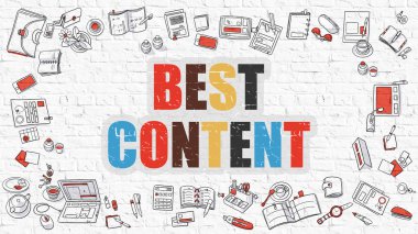 Best Content Concept with Doodle Design Icons.