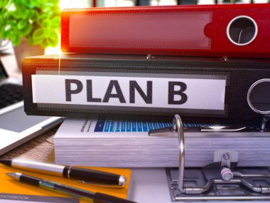 Plan B on Black Ring Binder. Blurred, Toned Image.