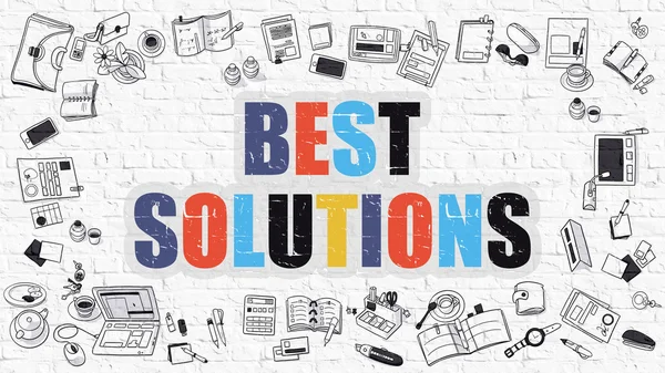 Best Solutions Concept with Doodle Design Icons. — 图库照片