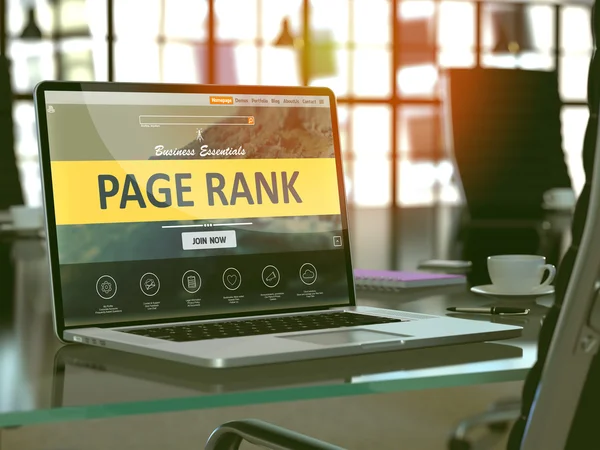 Laptop Screen with Page Rank Concept. — Stock Photo, Image