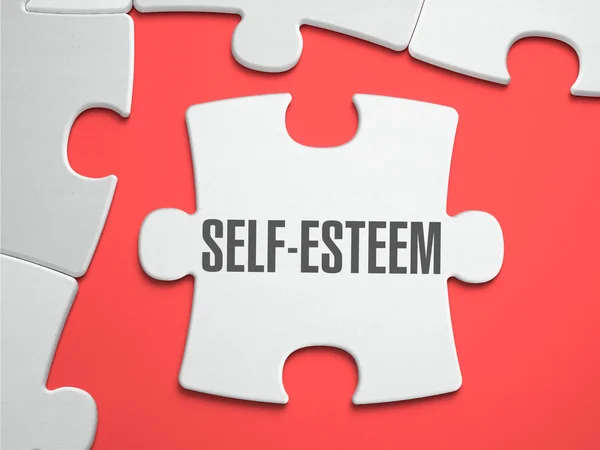 Self-Esteem - Puzzle on the Place of Missing Pieces. — Stok fotoğraf