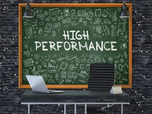High Performance Concept. Doodle Icons on Chalkboard. — Stockfoto