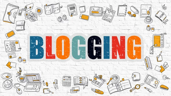Concetto di Blogging. Multicolore su Mattone Bianco . — Foto Stock